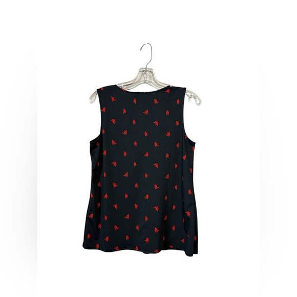 NWOT, Alfred Sung, Sleeveless Patterned V-Neck Blouse, XS, Navy & Red - Picture 7 of 8